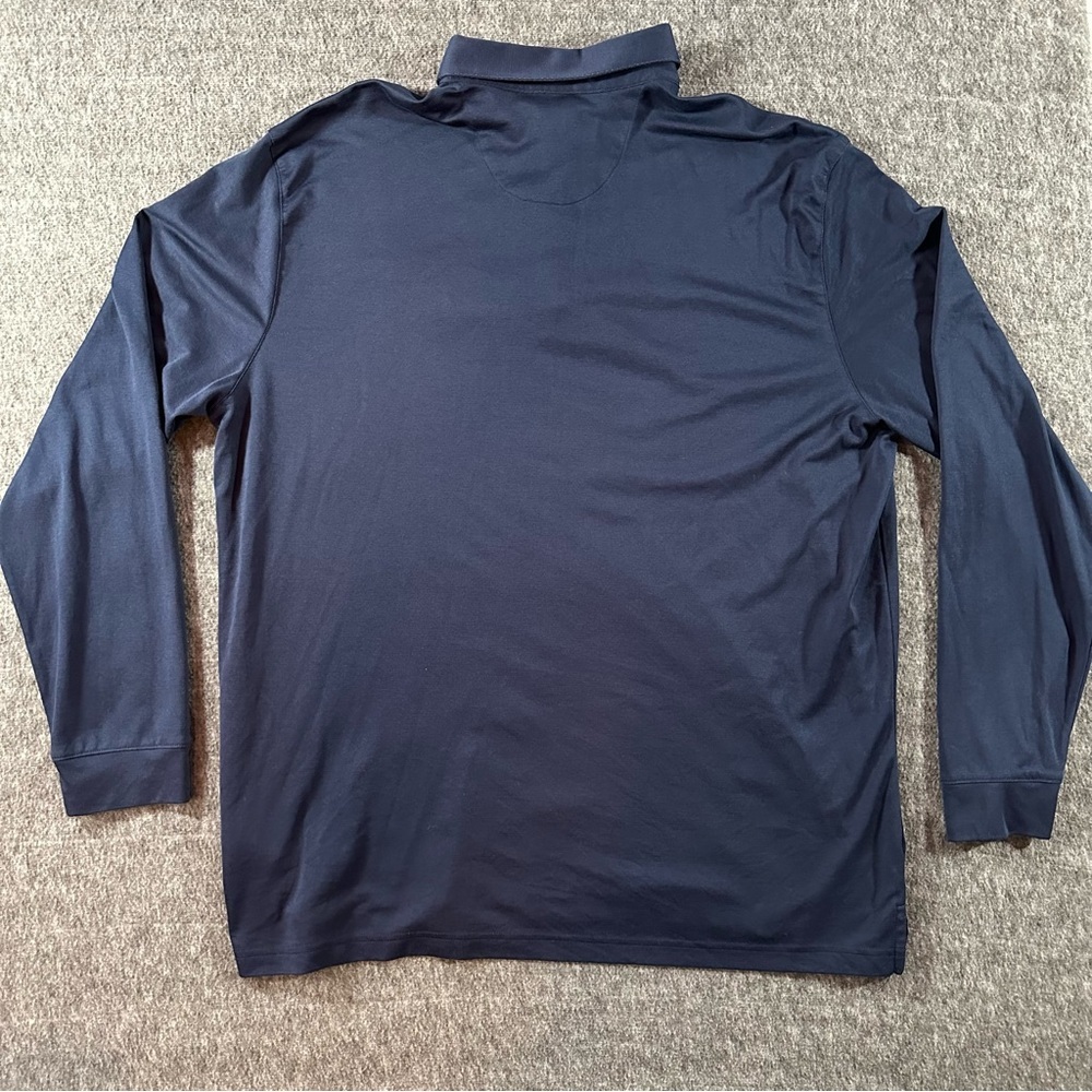 Greg Norman Performance Polo Shirt Mens XLT Navy Long Sleeve Shark Logo Golf Top - Picture 6 of 6